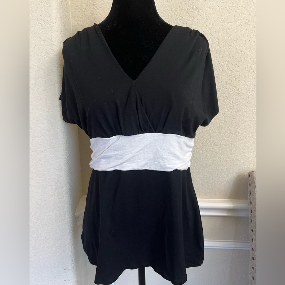 WHBM black v neck blouse